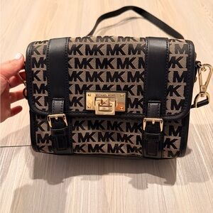 Michael Kors Black and Brown Logo Crossbody Bag